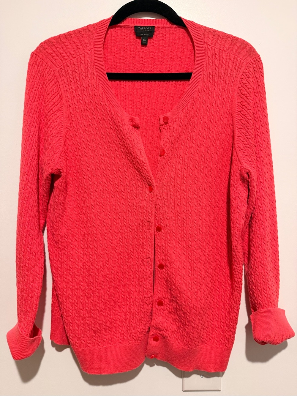 Talbots Hot Pink Cardigan size 2Xpetite Supima Cotton